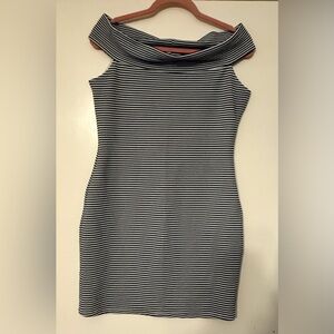 MNG Mango Striped Off-Shoulder Dress